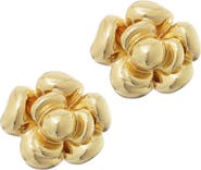 Adornia 14K Gold Plated Carnelian Flower Stud Earrings