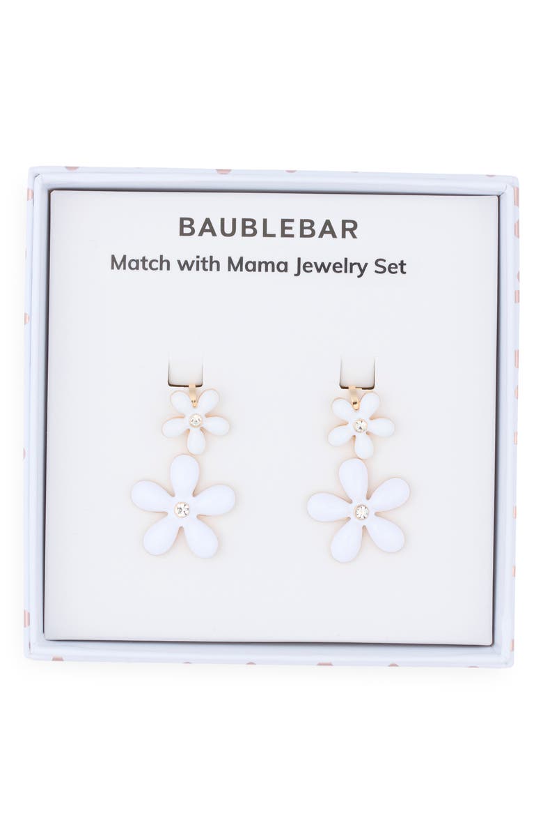 BaubleBar Set of 2 Match with Mama Stud Earrings, Main, color, White