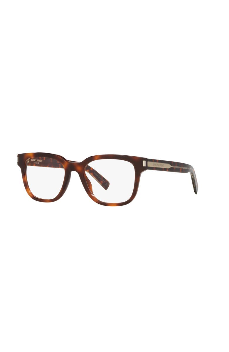 Saint Laurent 52mm Rectangle optical glasses, Main, color, Tortoise