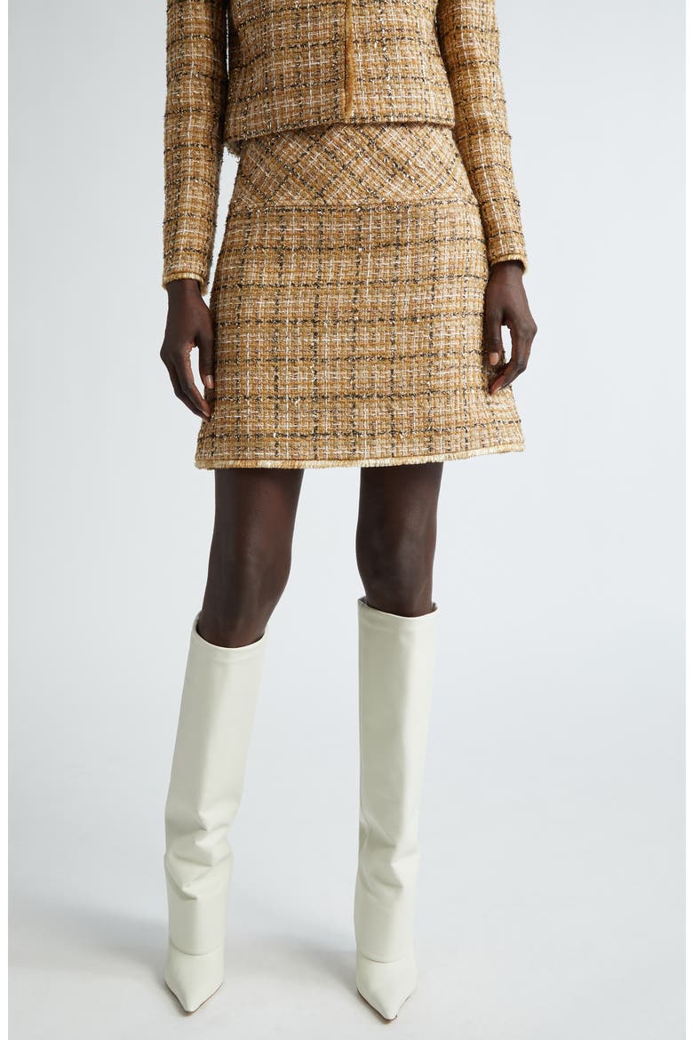 Multiyarn Metallic Tweed Skirt, Main, color, GOLD/ CANYON MULTI