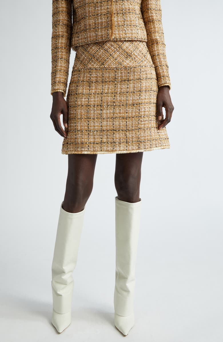 ST. JOHN Multiyarn Metallic Tweed Skirt, Main, color, Gold/ Canyon Multi