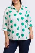 Foxcroft Agnes Polka Dot Cotton Popover Top