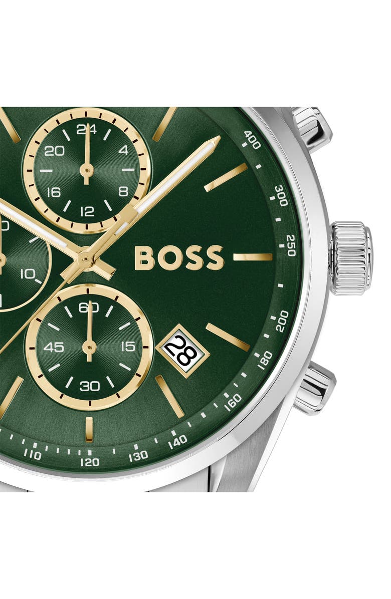 BOSS Grand Prix Chronograph Bracelet Watch, 44.5mm, Alternate, color, Green