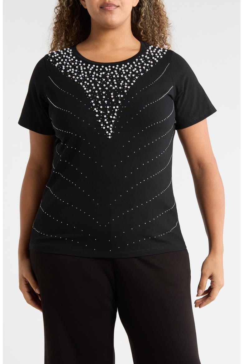 Odelia Embellished T-Shirt, Main, color, BLACK