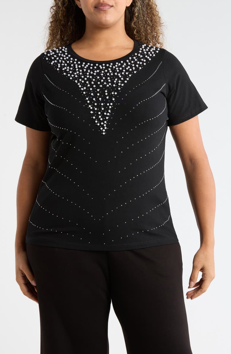 BY DESIGN Odelia Embellished T-Shirt, Main, color, Black