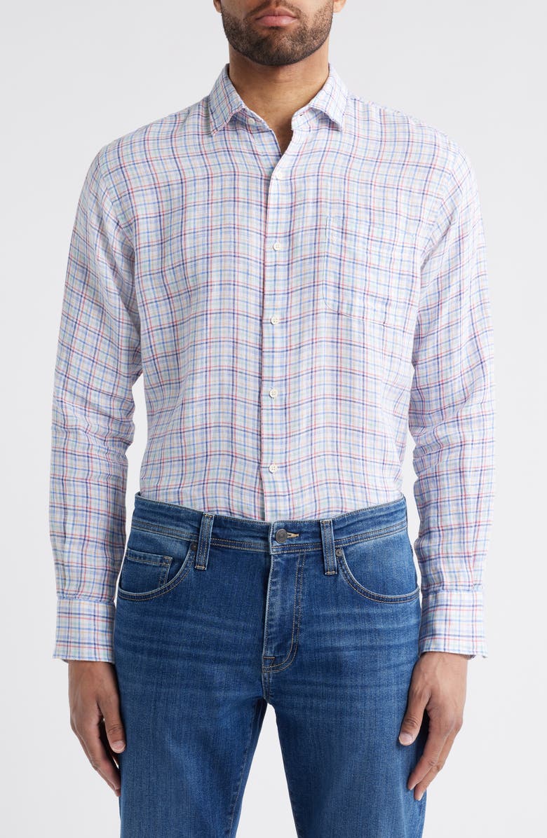Peter Millar Clambake Plaid Linen Button-Up Shirt, Alternate, color, Multi