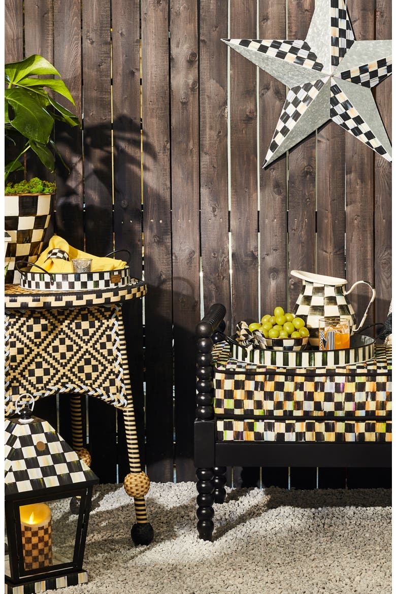 Spectator Set of 2 Galvanized Steel Serving Trays, Alternate, color, BLACK