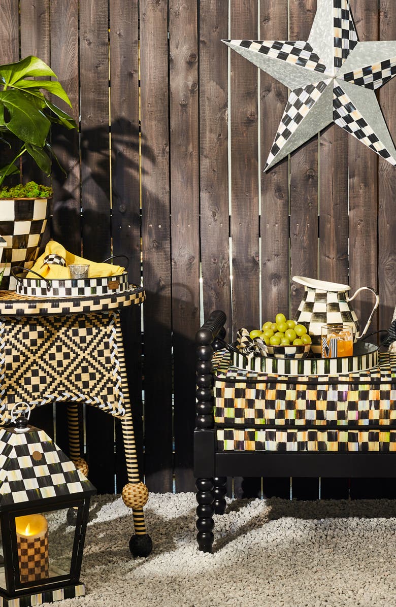 MACKENZIE CHILDS Spectator Set of 2 Galvanized Steel Serving Trays, Alternate, color, Black