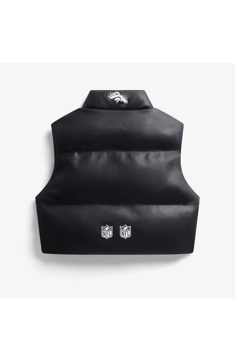 Off Season Women's Black Denver Broncos Faux Leather Cropped Puffer Vest, Alternate, color, Black