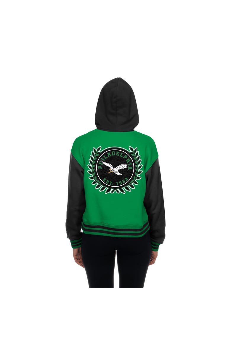 Women's New Era  Kelly Green Philadelphia Eagles Throwback Full-Snap Hooded Jacket, Alternate, color, Kelly Green