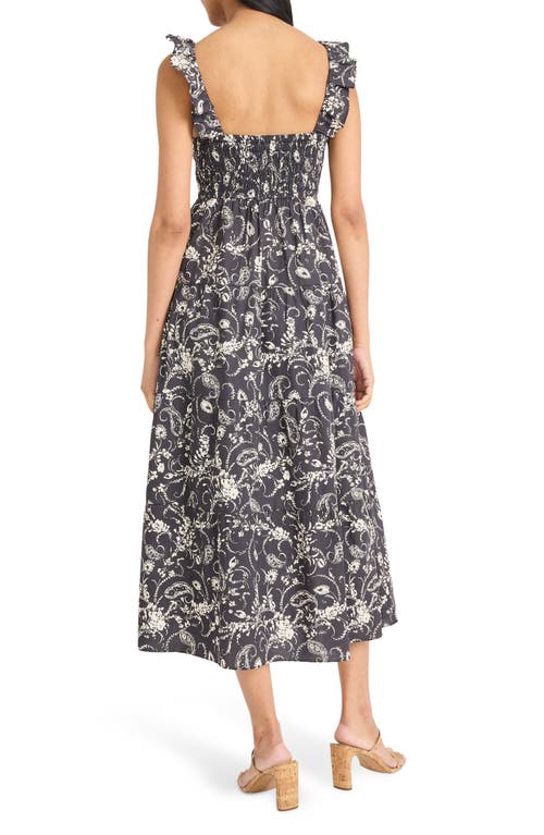 The Good Journey Ruffle Midi Sundress In Gray