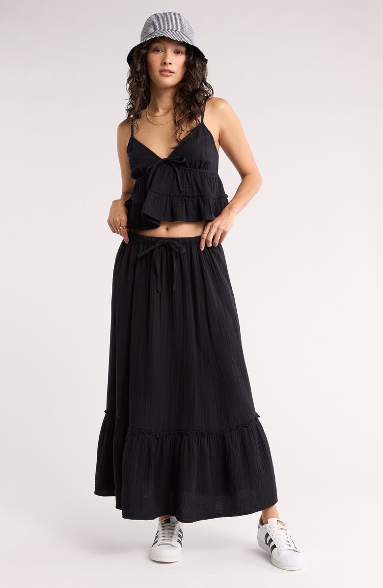 Abound Front Tie Gauze Cami, Alternate, color, Black