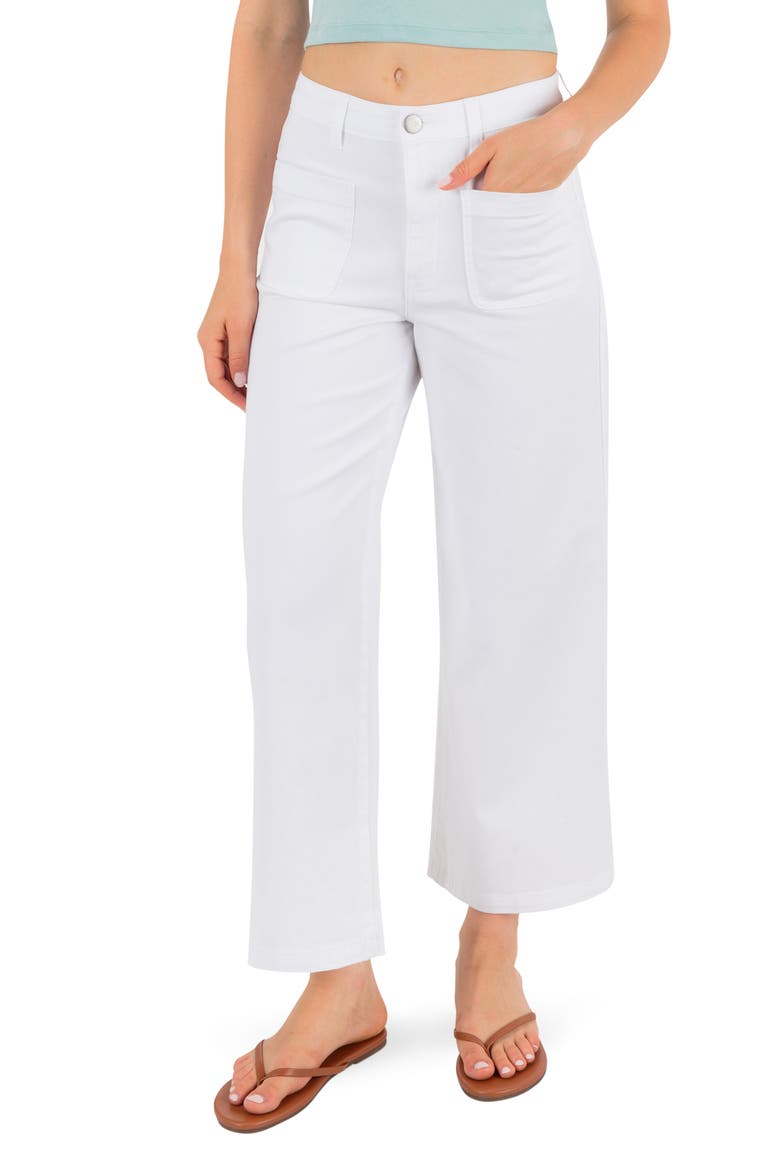 Horizon Patch Pocket Ankle Wide Leg Twill Pants, Main, color, WHITE