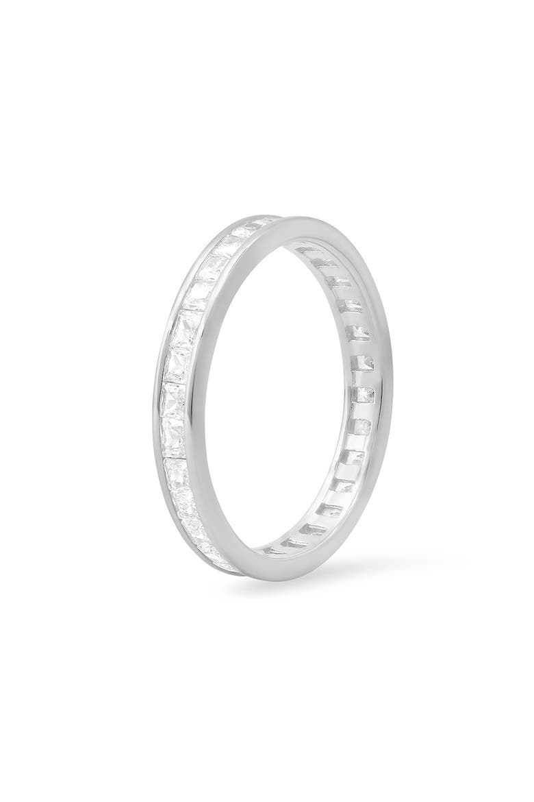 Sterling Silver Princess Cut Cubic Zirconia Band Ring, Alternate, color, SILVER