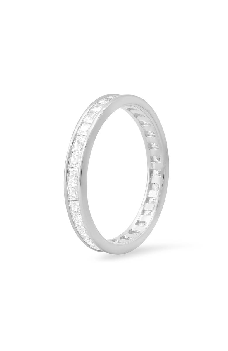 Queen Jewels Sterling Silver Princess Cut Cubic Zirconia Band Ring, Alternate, color, Silver