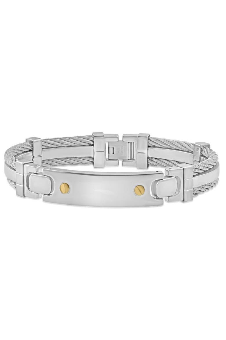 Men's Steel Two Tone Double Wire 12mm Link  8 " Bracelet, Main, color, Stainless Steel