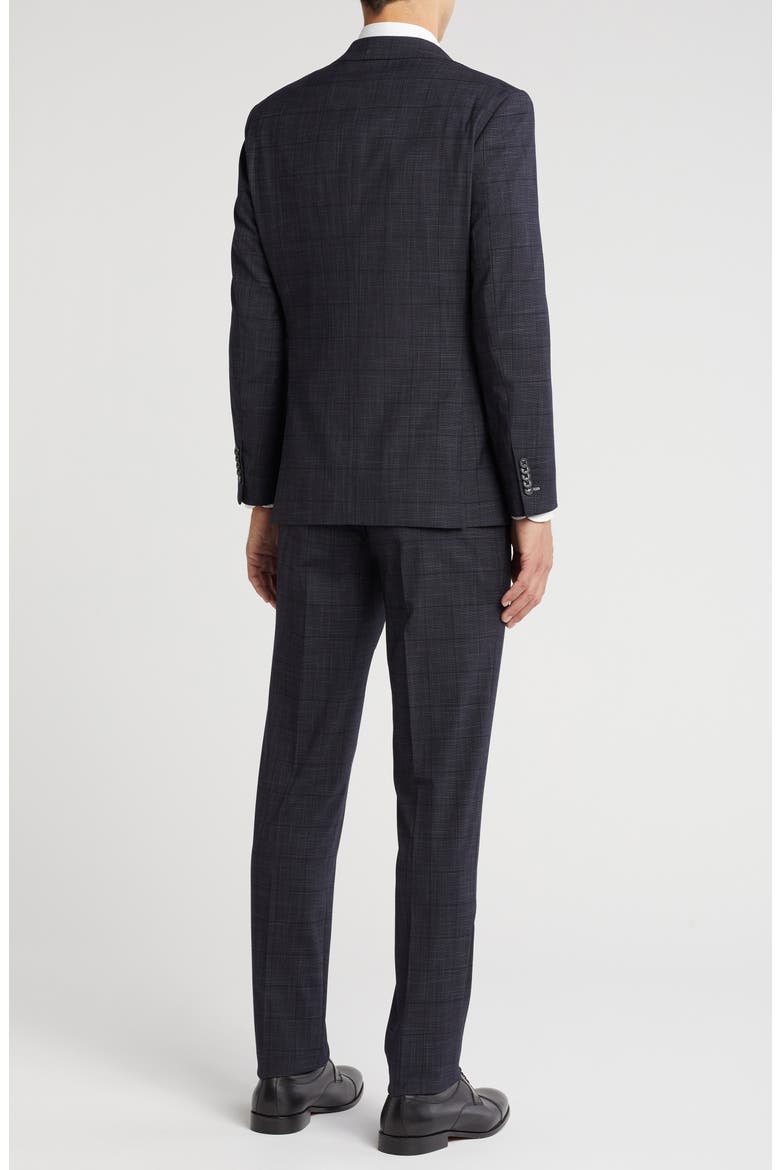 Plaid Trim Fit Notch Lapel Two-Piece Suit, Alternate, color, NAVY
