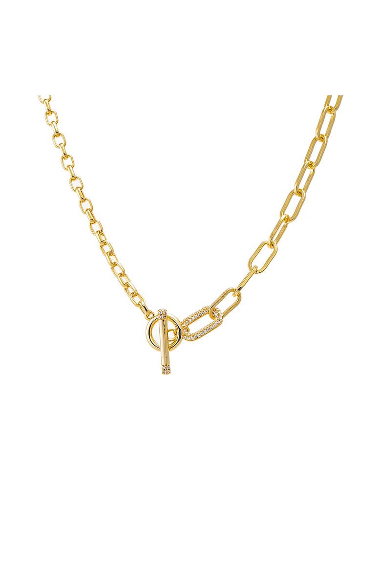 Pave Accented Toggle Multi Chain Necklace, Main, color, Gold