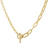 BY ADINA EDEN Pave Accented Toggle Multi Chain Necklace