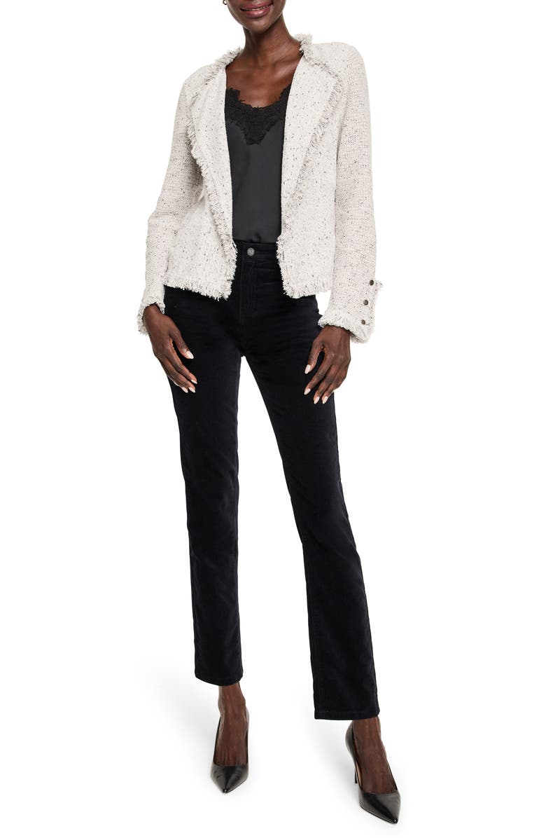 NIC+ZOE High Waist Stretch Velveteen Straight Leg Ankle Pants, Alternate, color, Black Onyx