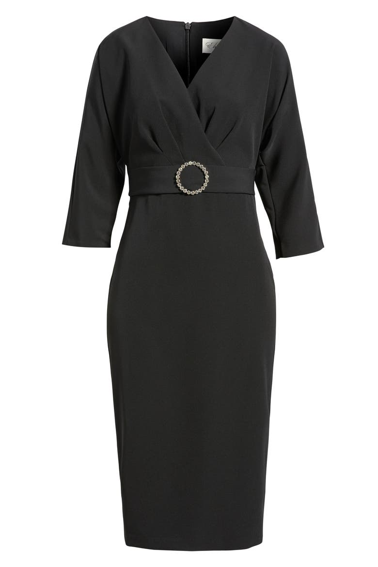 Faux Wrap Cocktail Dress, Alternate, color, BLACK