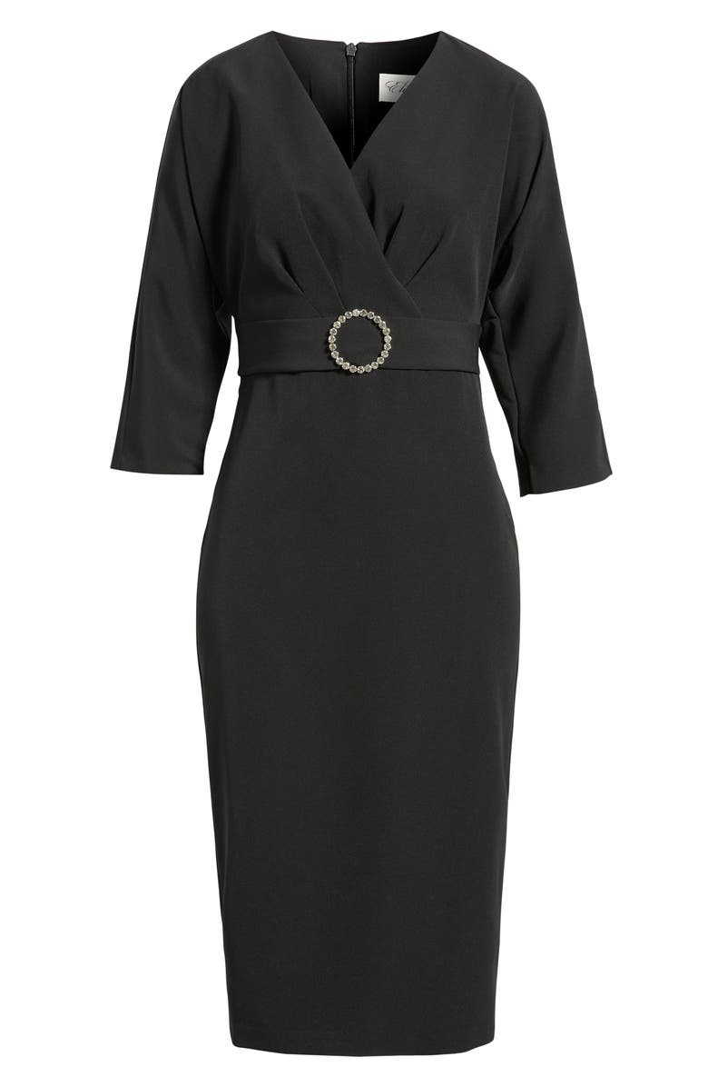 Eliza J Faux Wrap Cocktail Dress, Alternate, color, Black