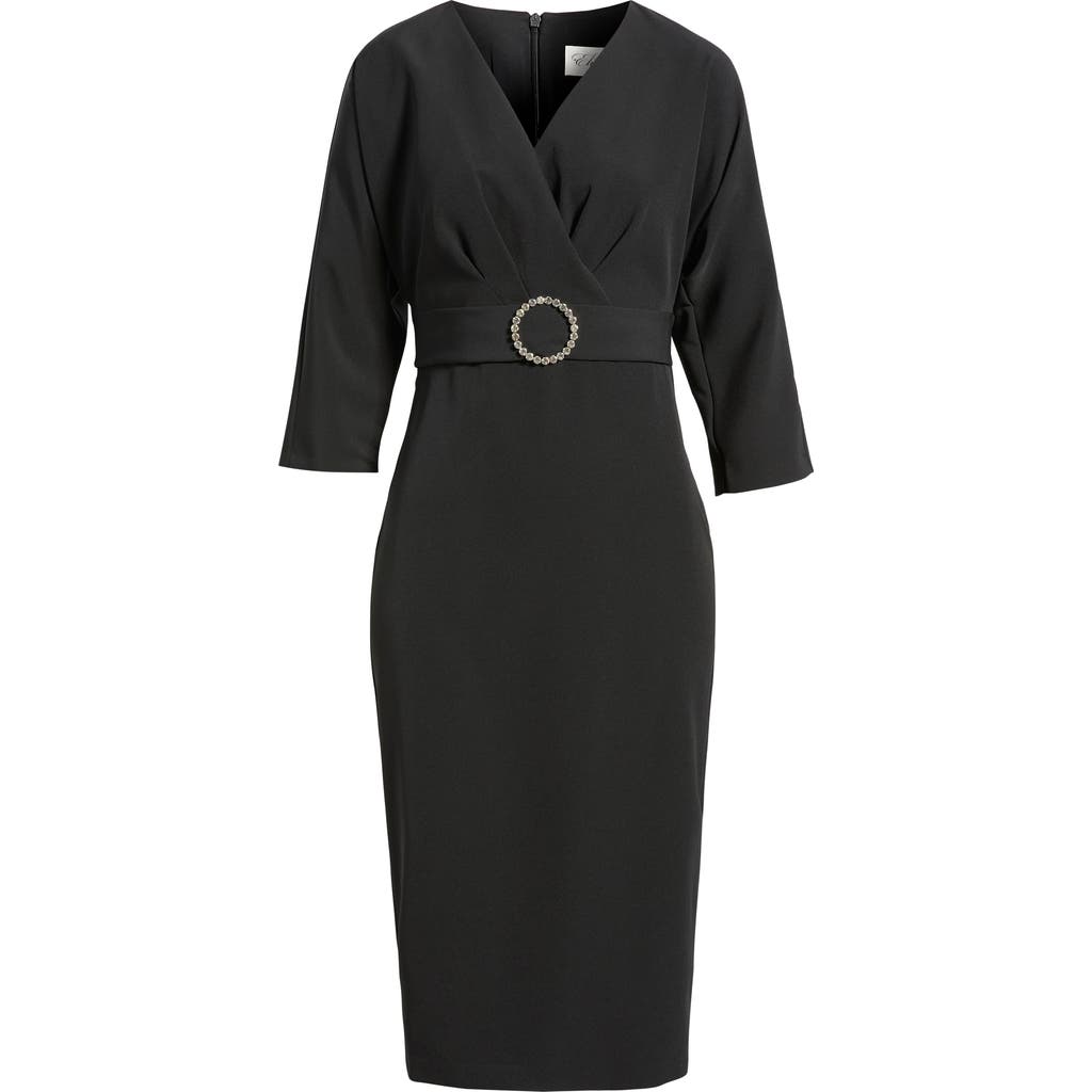 Eliza J Faux Wrap Cocktail Dress In Black