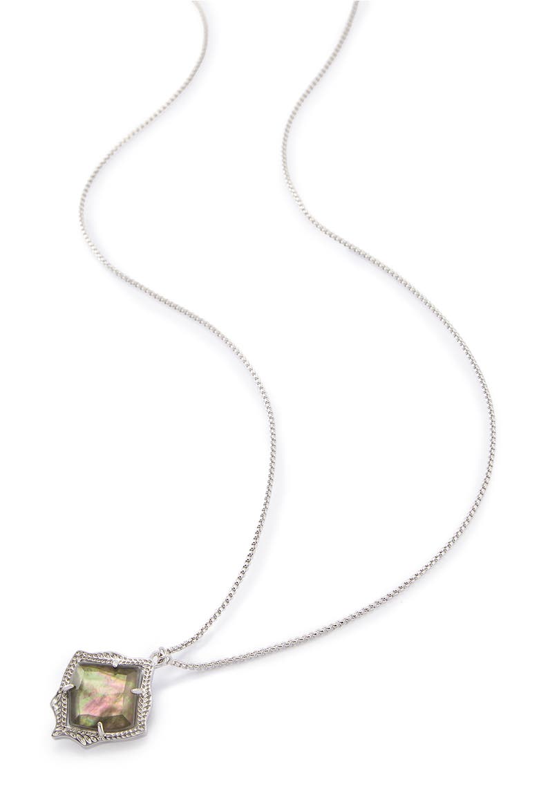 Kacey Pendant Necklace, Alternate, color, BLACK MOP/ SILVER