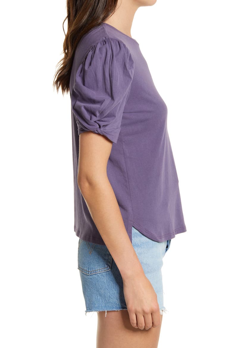 Puff Sleeve T-Shirt, Alternate, color, PURPLE JAM