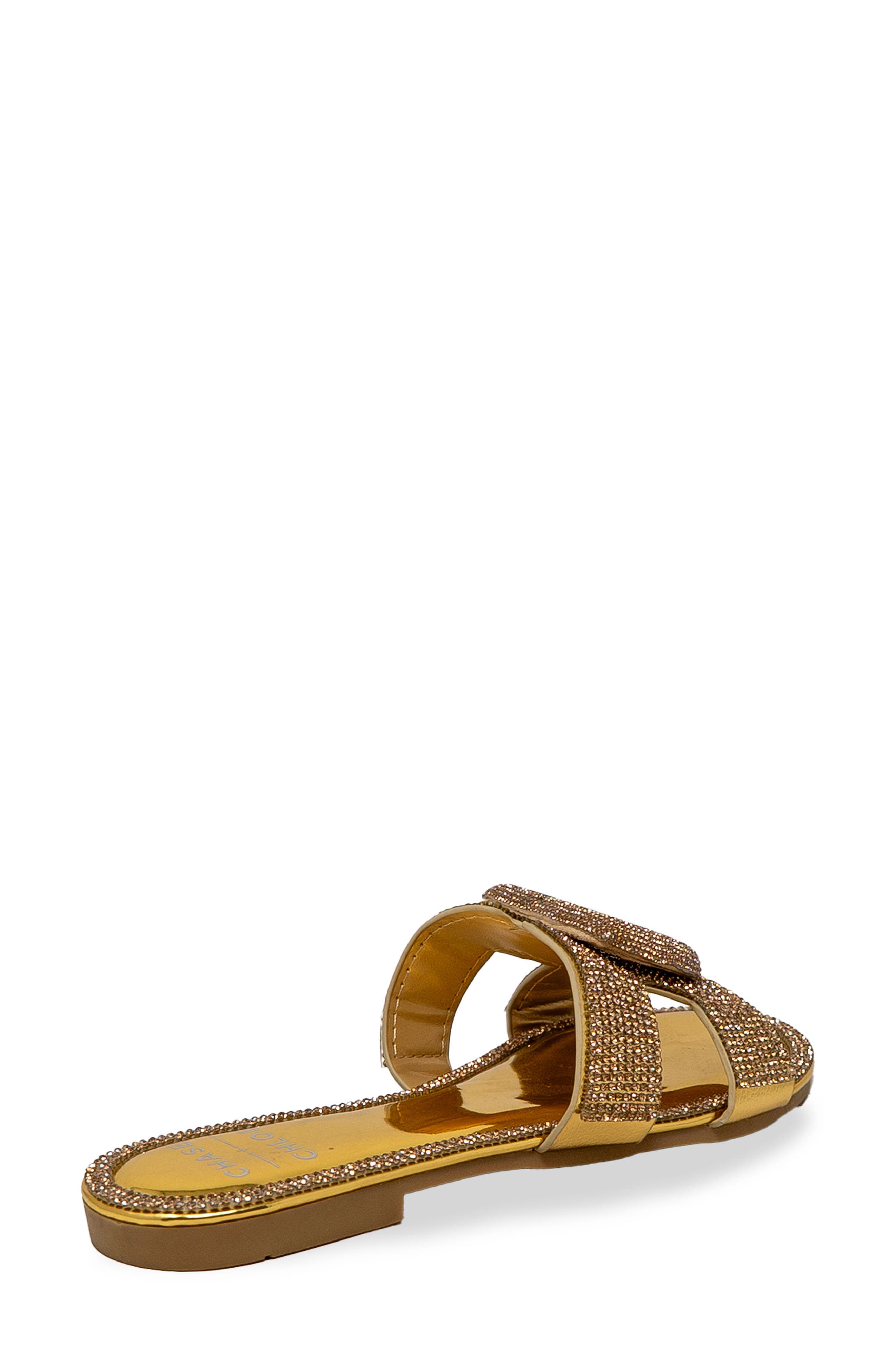 Rhinestone Embellished Slide Sandal, Alternate, color, GOLD METALLIC