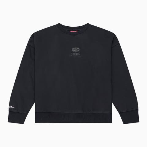 Women's Mitchell & Ness Black San Francisco 49ers Core Essentials Micro Logo Fleece Sweatshirt