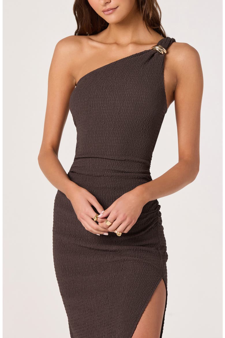 Candela Hardware Detail One-Shoulder Dress, Alternate, color, ESPRESSO