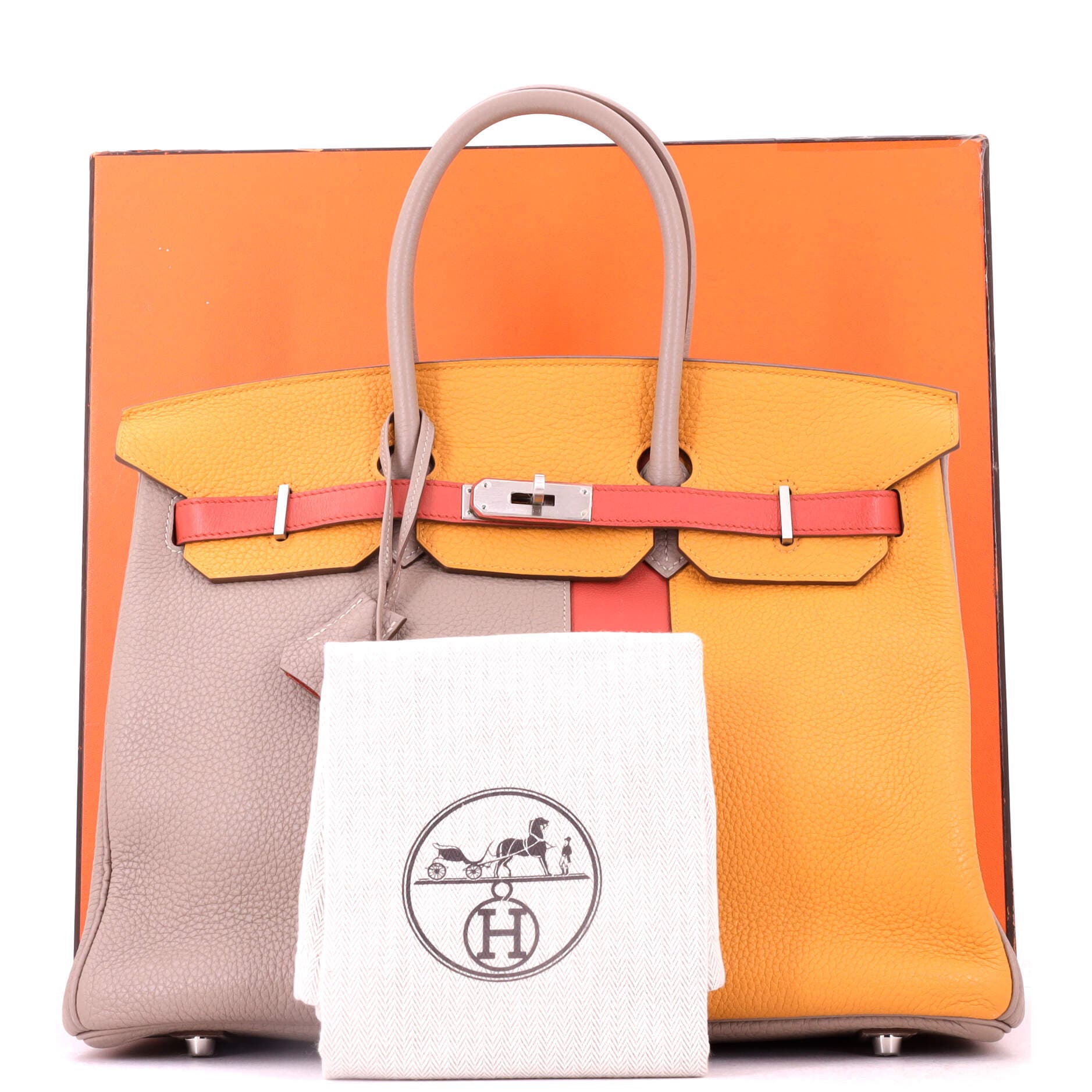 Birkin Handbag Cascade Tricolor Clemence and Swift with Brushed Palladium Hardware 35, Alternate, color, Grey