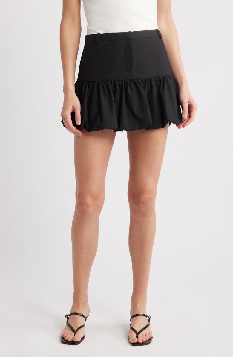 MANGO Tom Bubble Hem Miniskirt, Main, color, Black