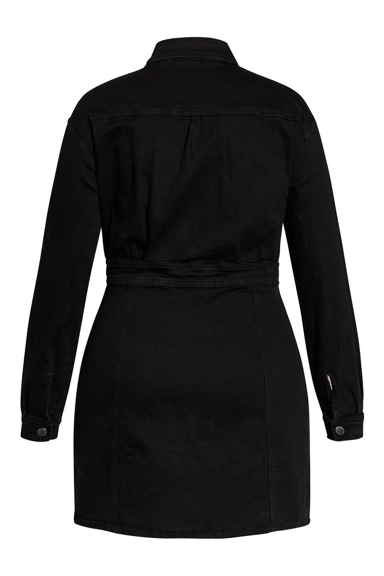 Rider Long Sleeve Denim Shirtdress, Alternate, color, BLACK WASH
