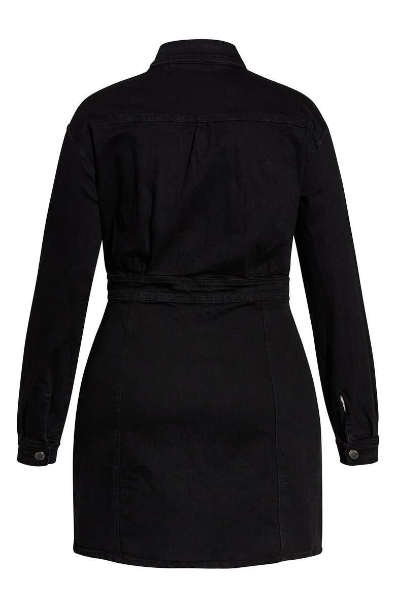 City Chic Rider Long Sleeve Denim Shirtdress, Alternate, color,