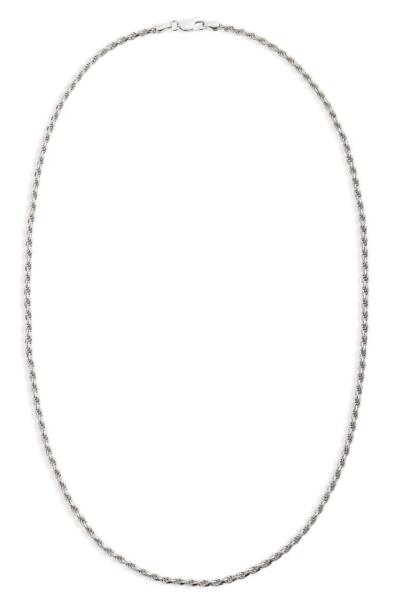 Argento Vivo Sterling Silver Men's Rope Chain Necklace, Main, color,