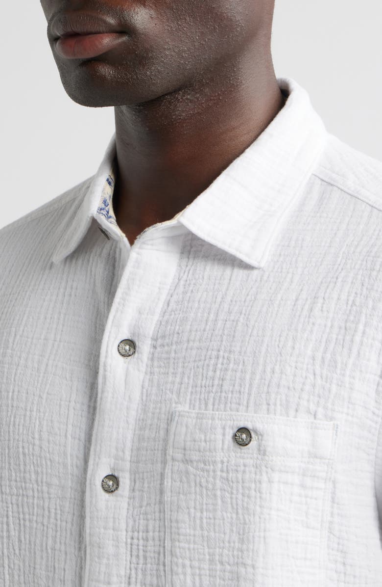 Tommy Bahama Beachside Cruiser Crinkled Short Sleeve Cotton Button-Up Shirt, Alternate, color, White