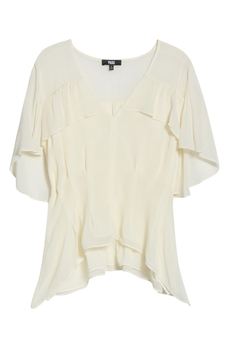 PAIGE Willa Cape Shoulders Silk Top, Main, color, Antique White