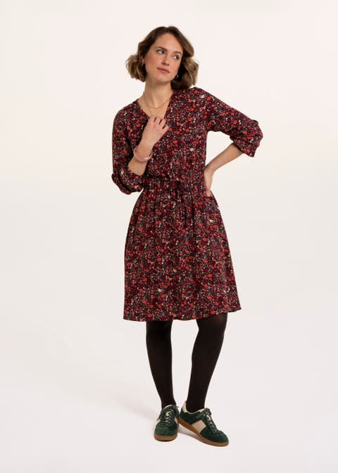 Birch V-Neck Long Sleeve Midi Dress