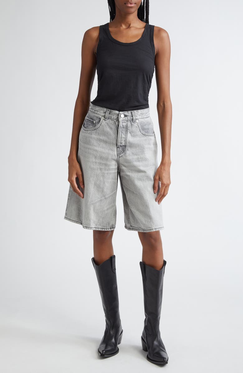 Haikure Becky Wide Leg Denim Shorts, Alternate, color, Fog Grey