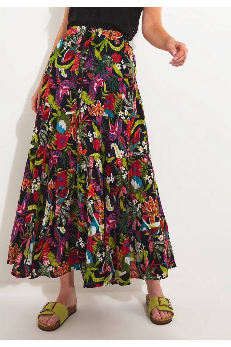 Tiered Maxi Skirt, Alternate, color, MULTI TROPICAL