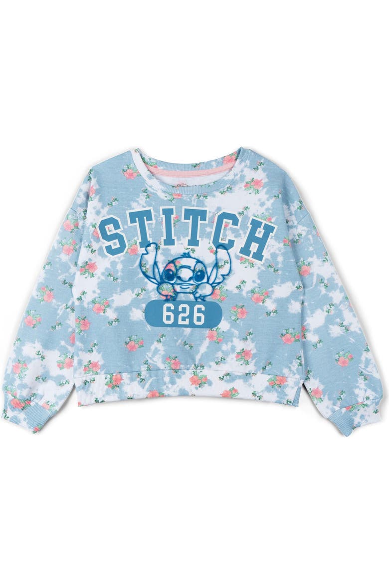Lilo & Stitch Sweatshirt Tee and Shorts Set, Alternate, color, Stitch Blue Pink