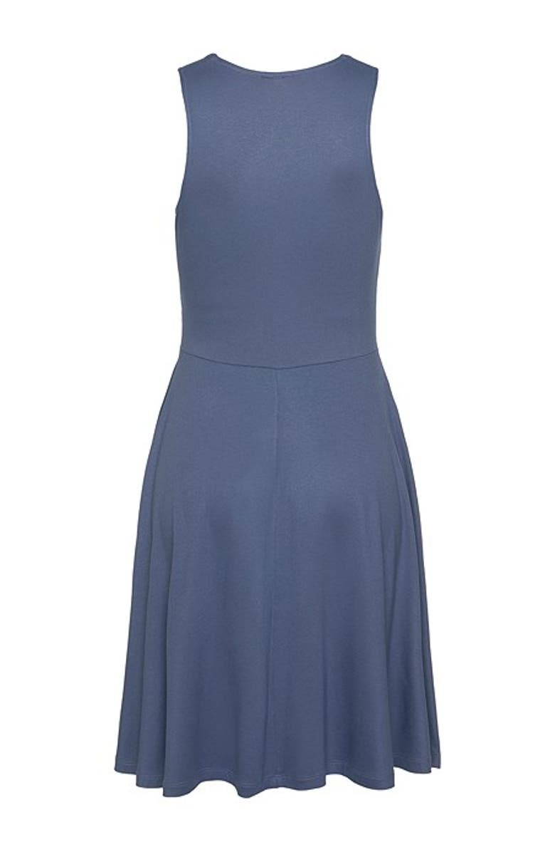 LASCANA Women's Sleeveless Wrap Look Dress, Alternate, color, Smokey Blue