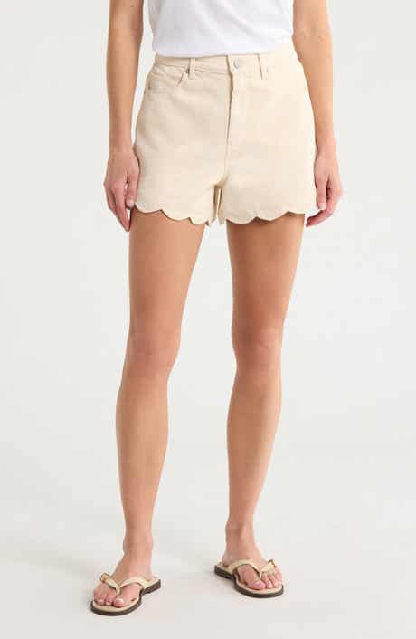 BLANKNYC Reeve High Waist Scalloped Denim Shorts