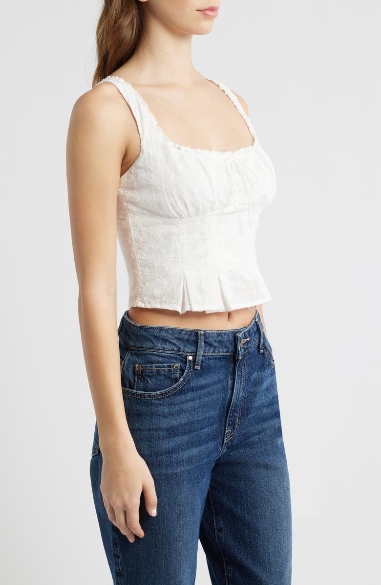 All in Favor Shirred Crop Top, Alternate, color, White