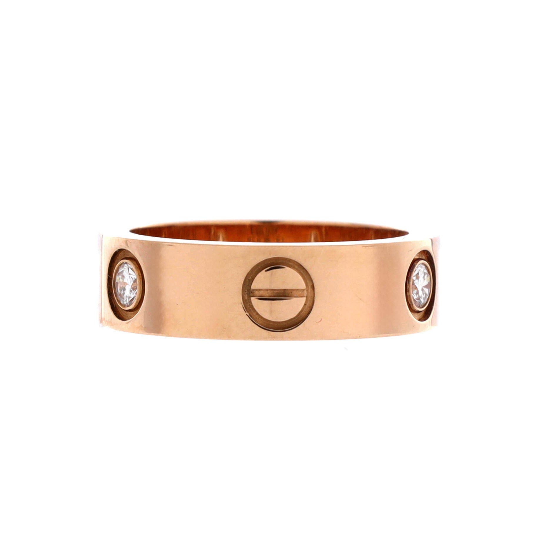 Love 3 Diamonds Band Ring 18K Rose Gold with Diamonds, Alternate, color, Metallic Gold