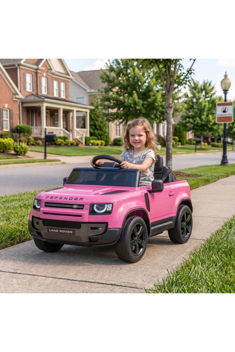12V Land Rover Defender Ride-On Car, Remote Control, Green, Alternate, color, Pink