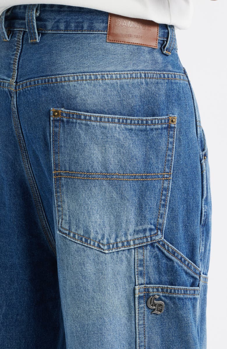 CRIMINAL DAMAGE Mercer Double Knee Cotton Denim Carpenter Pants, Alternate, color, Washed Blue