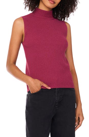 Halogen ® Mock Neck Sleeveless Rib Top In Purple